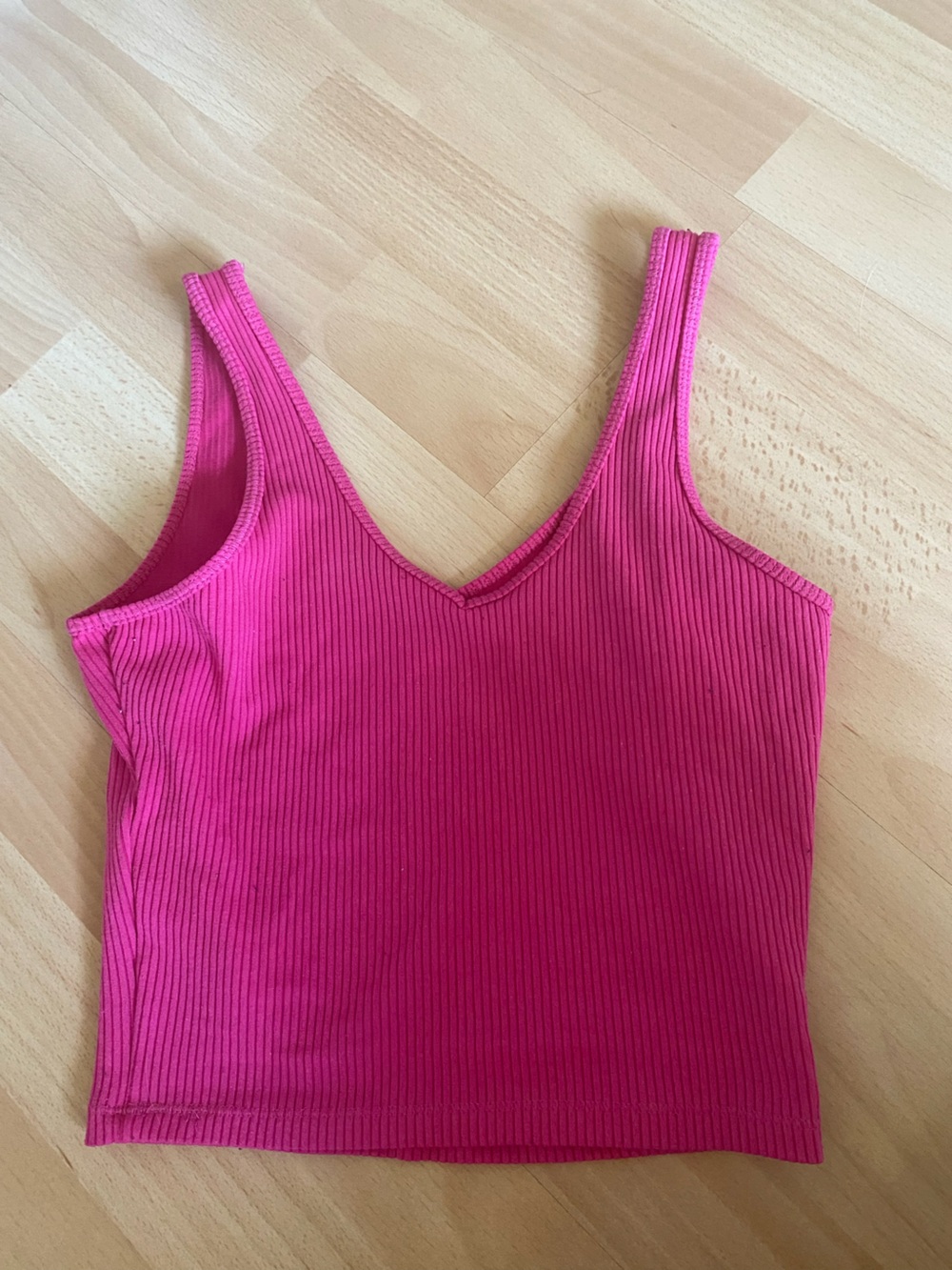 Hollister Ribbed V-Neck Crop Tank Top - Hot Pink
